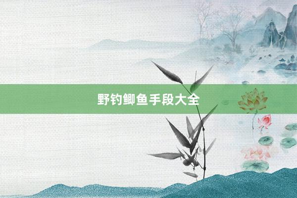 野钓鲫鱼手段大全